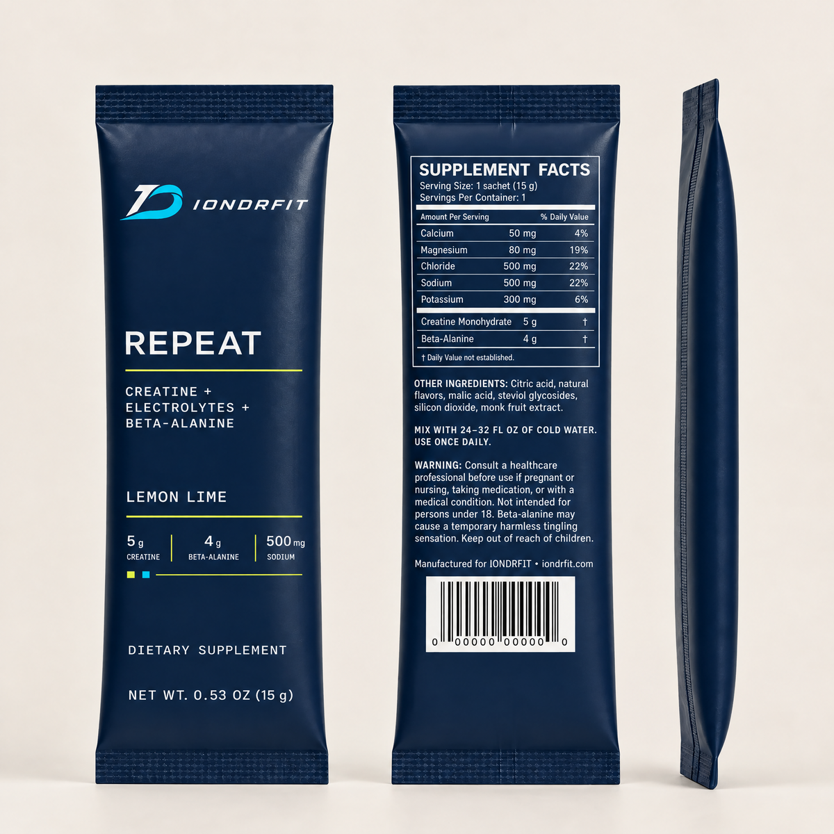 IONDRFIT REPEAT: Creatine+Electrolytes+Beta-Alanine (30 sachets)