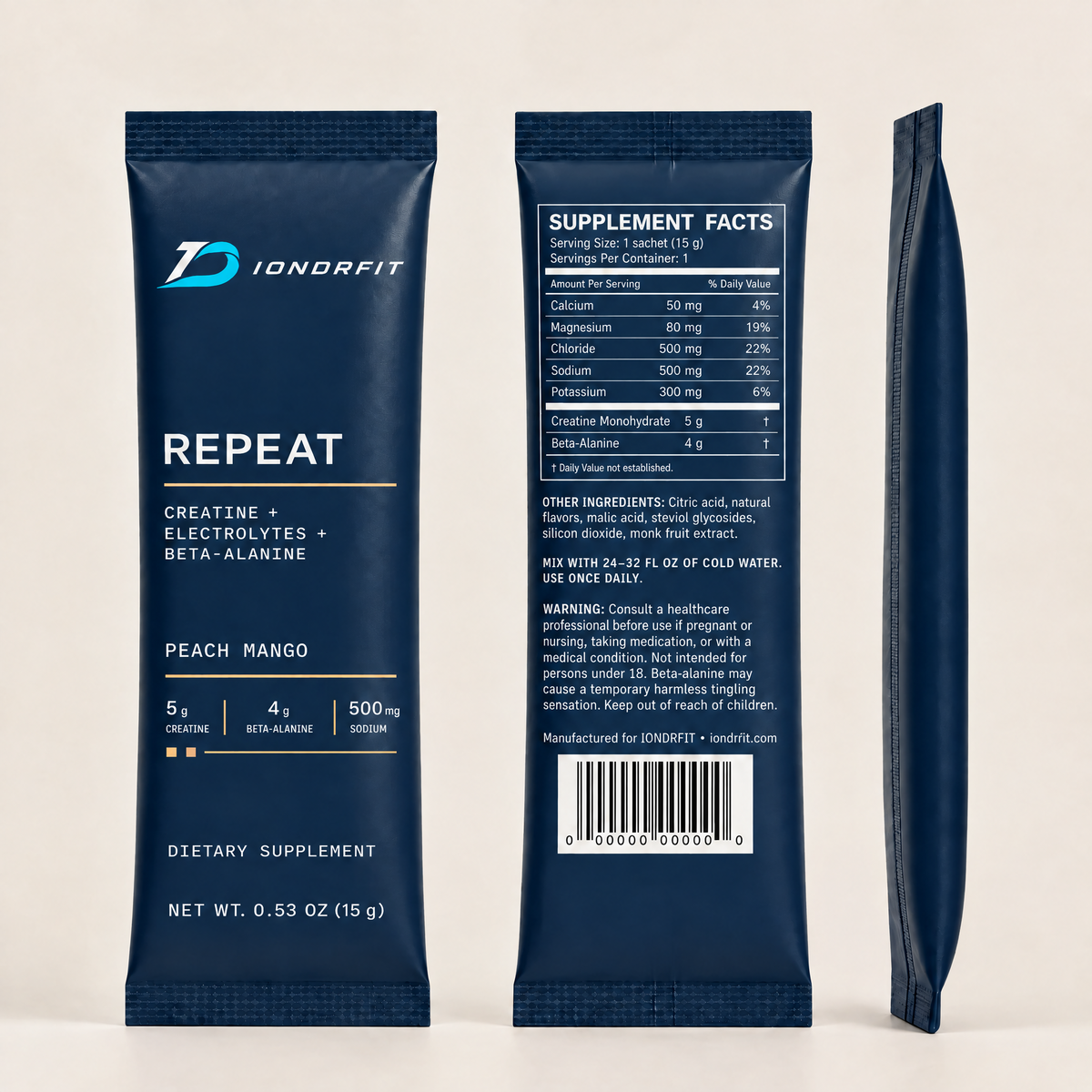 IONDRFIT REPEAT: Creatine+Electrolytes+Beta-Alanine (30 sachets)